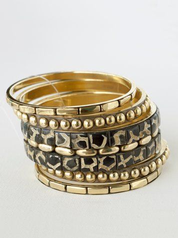 Brass & Buffalo Horn Bracelet Set