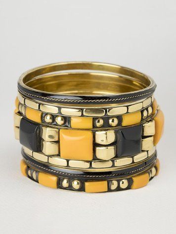 Brass & Resin Bracelet Set
