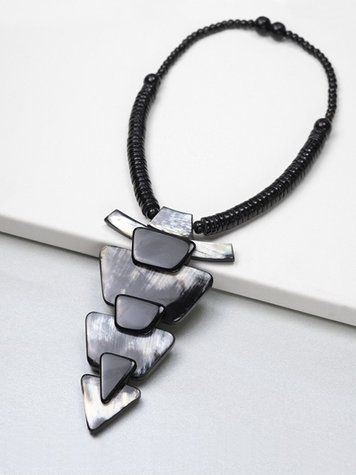 Buffalo Horn Necklace with Black Resin Details