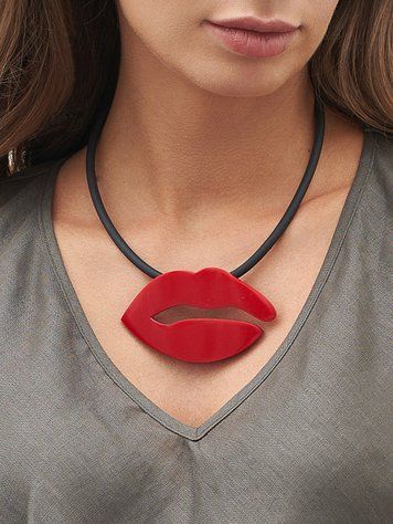Red Lips Pendant Necklace