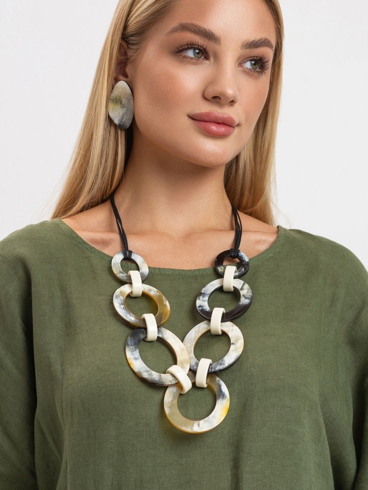 Buffalo Horn Stud Earrings in Irregular Drop Design