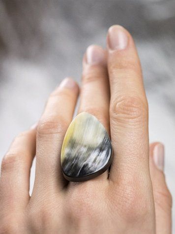 Buffalo Horn Ring &ndash; Irregular Drop Shape
