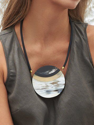 Buffalo Horn Circle Necklace "Planet"