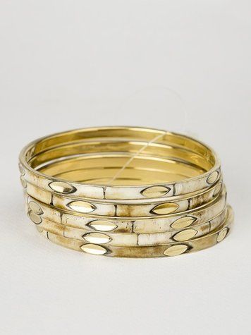 Brass & Bone Bracelet Set, Brown