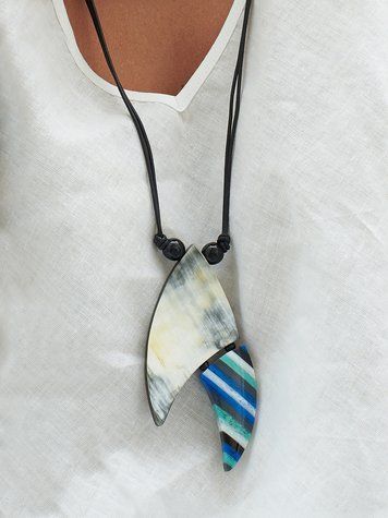 Blue Fish Pendant Necklace "Sea Rhythm"