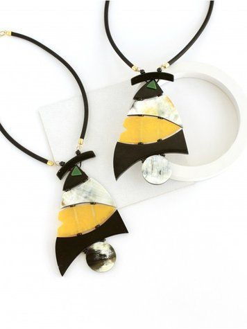 Yellow Resin Horn Fish Necklace