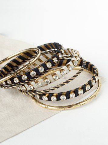 Brass & Rhinestone Bracelet Set