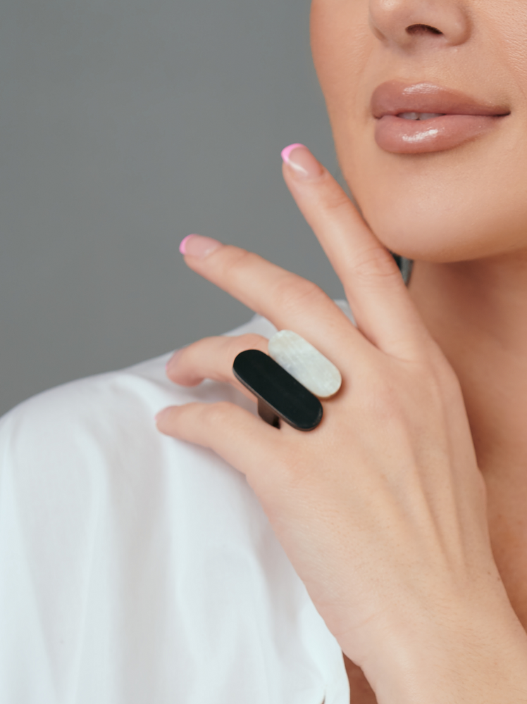 Buffalo Horn Double Plate Ring