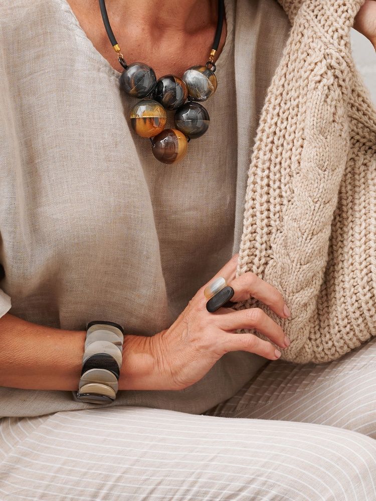 Buffalo Horn Double Plate Ring