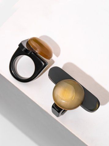 Geometric Buffalo Horn Ring