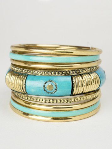 Набор браслетов из латуни и кости B746 фото