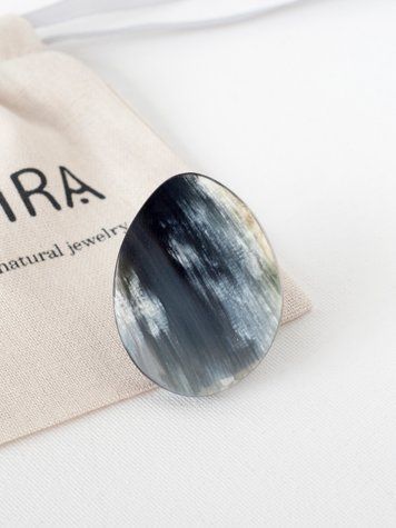 Large Buffalo Horn Teardrop Ring