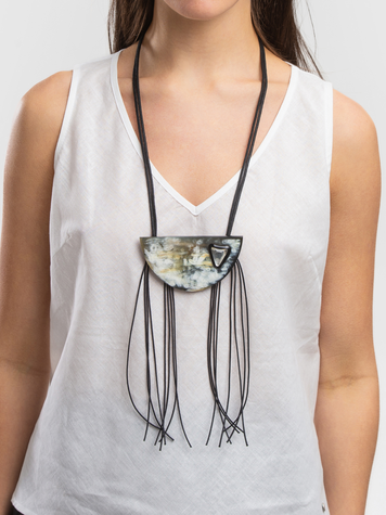 Buffalo Horn & Resin Pendant Necklace "Comet Trail"