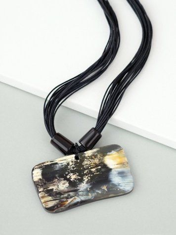 Buffalo Horn Pendant Necklace on Cotton Threads